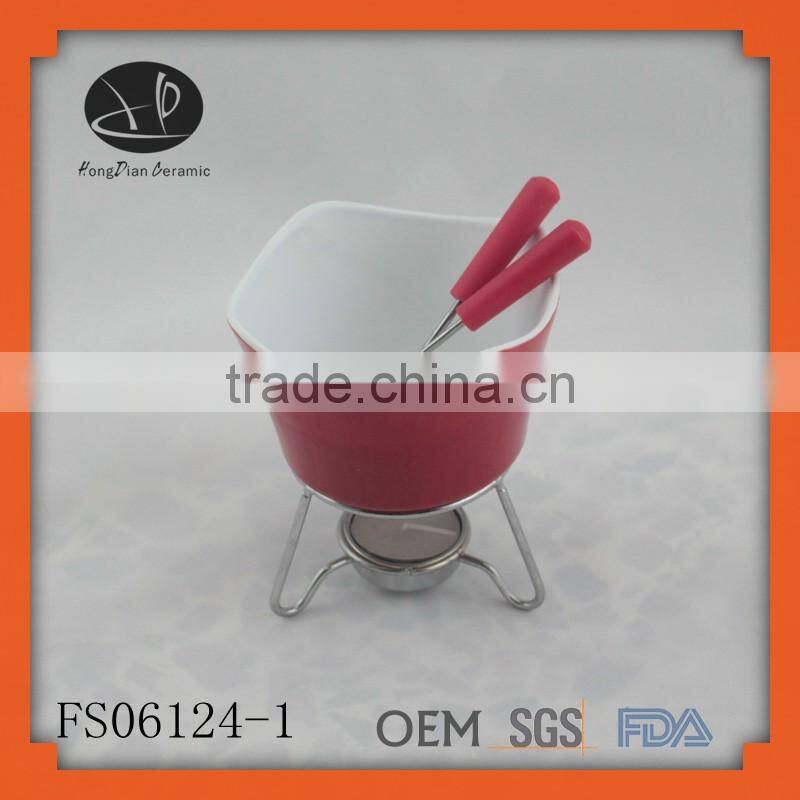 Hot sale mini fondue set,chocolate fondue bowl, chocolate pot + stand