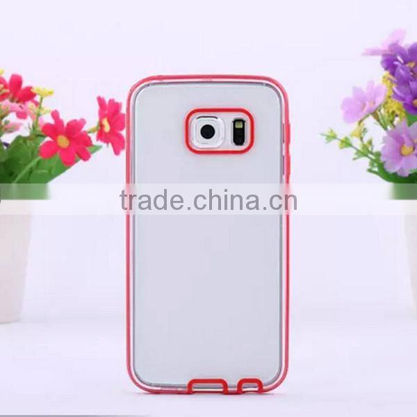 TPU PC transparent color protective phone case for Samsung S6 Edge