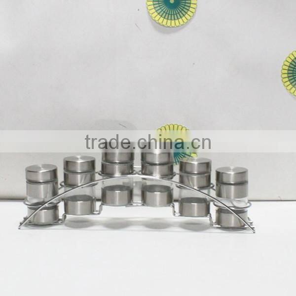 4pcs glass spice jar set with s/s stand
