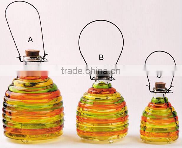 Hanging and Colored Glass bee catcher / wasp trap