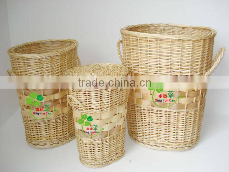 2pcs set white willow Laundry basket for bathroom & big wicker storage basket for hotel