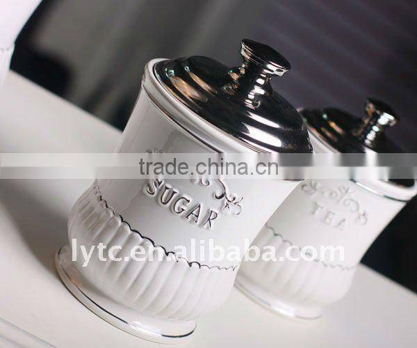 top grade embossment ceramic canister