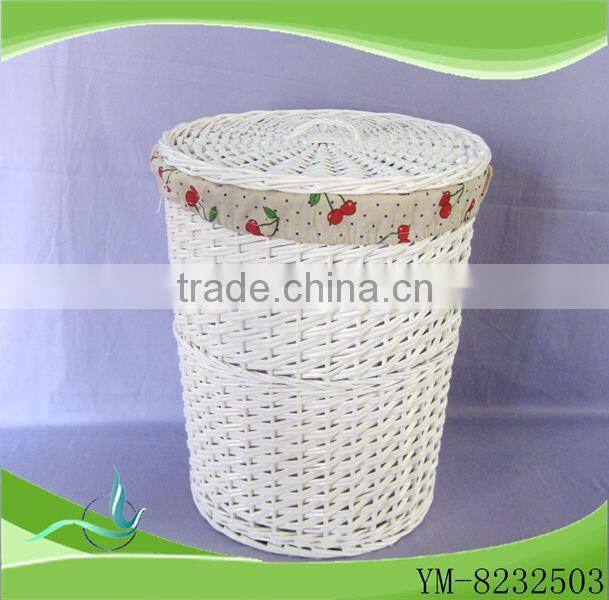 handmade white cheap willow woven grey laundry basket