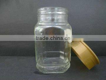 clear storage jar for honey, empty glass bottle
