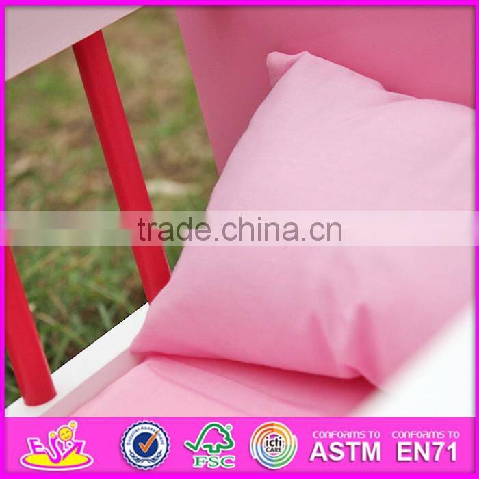 2016 Best design kids wooden toy 18 inch doll bed W06B052
