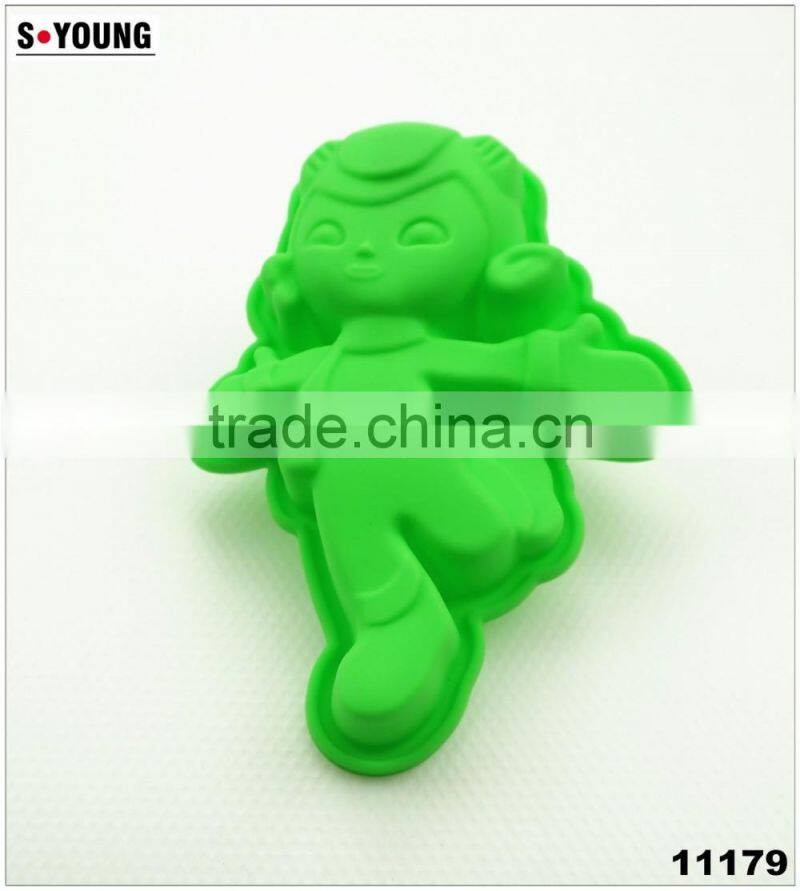 11179 Sweet girl shape cake decoration fondant silicone mold