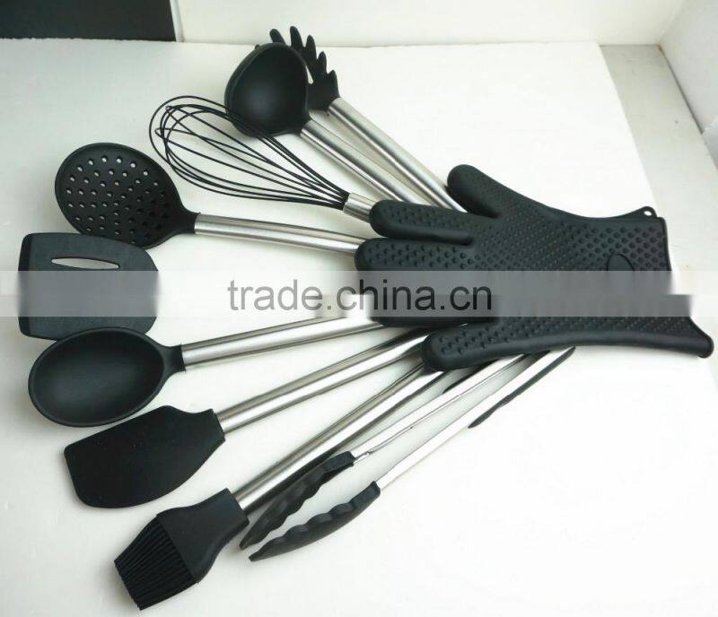 33052 10-pcs silicone kitchen utensil with stainless steel handle