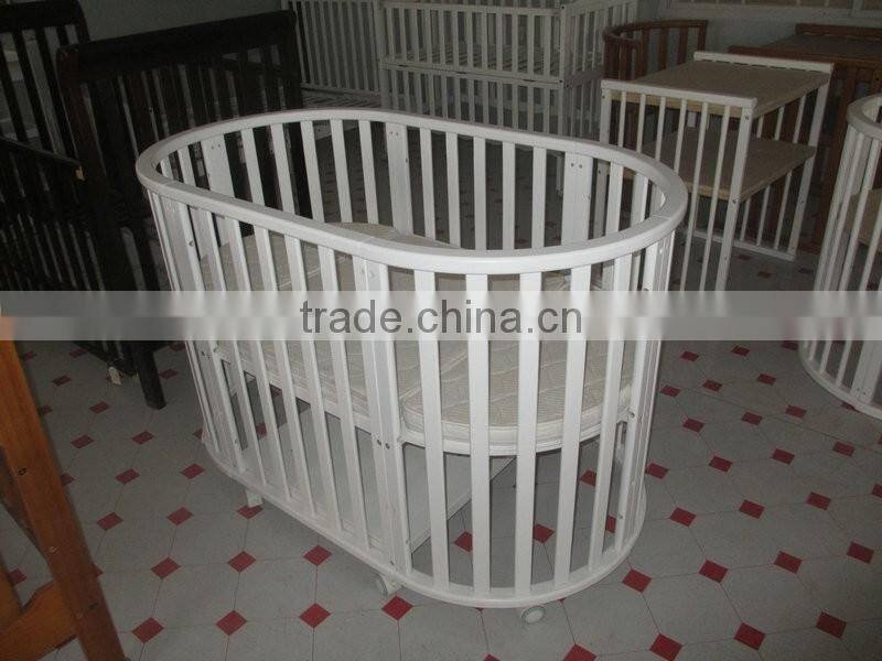 Qing dao solid wood baby crib baby cot bed