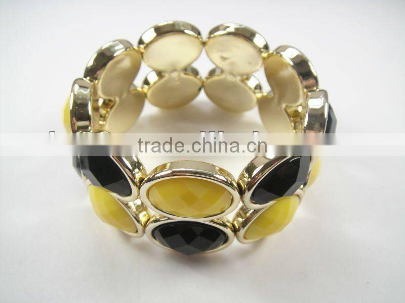J0001 Lady fashion elastic gold acrylic rhinestone bracelet for any occasion