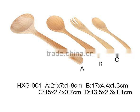 Kitchen Cooking Utensils Wood Spoon and Spatula, 4 Set of Bamboo Kitchen Tools