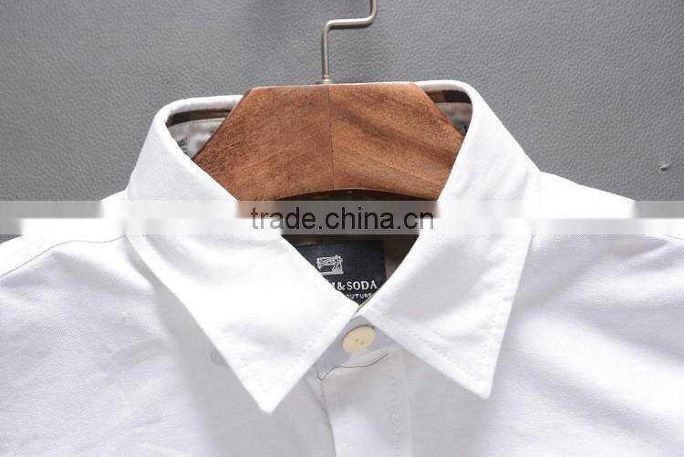100% cotton men Oxford Casual Shirt, Long Sleeve Shirt with embroidery & elbow patch