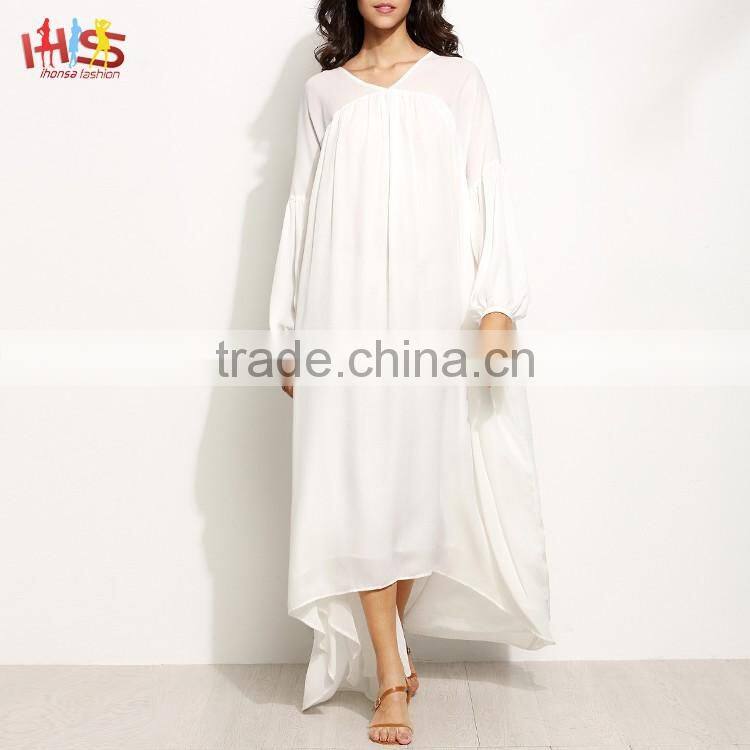 White Lantern Sleeve High Low Tent Dress Vintage Dress 1950s Spring Summer 2017 HSd7519