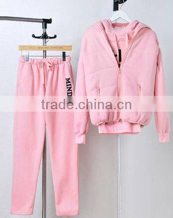 custom made casual ladies sweat suit made in Guangzhou