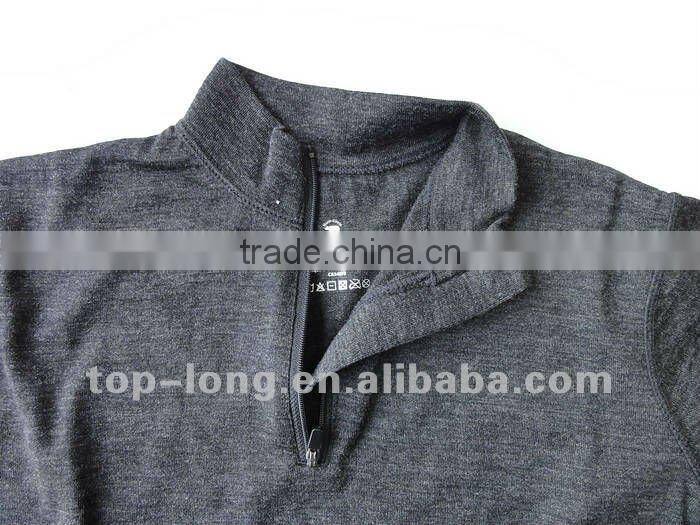 100% merino charcoal thermal underwear for women thermal suit of zip top