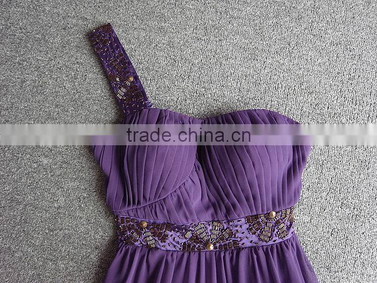 GZY 2015 beaded one-shoulder slim and fit designer dresses