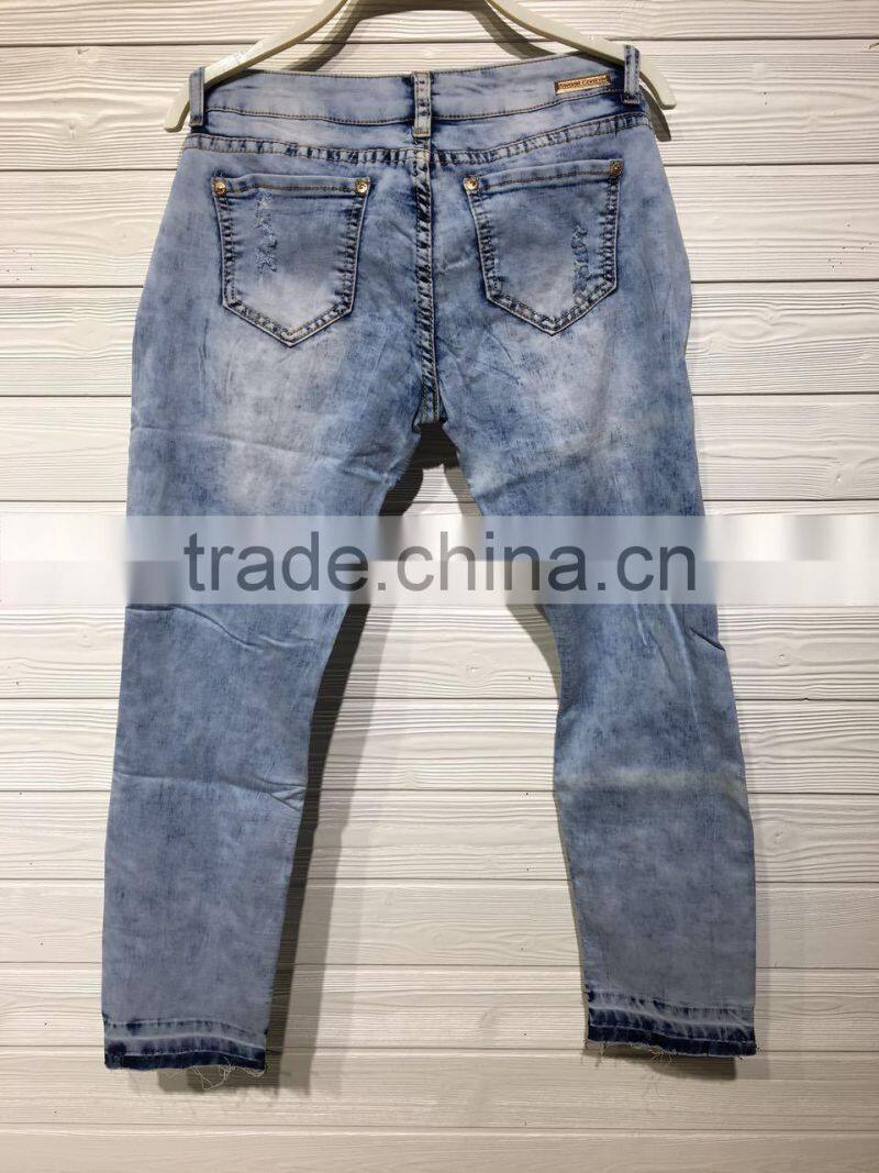 GZY New Style Fashion Ripped Jeans Women Garment Stock 2017