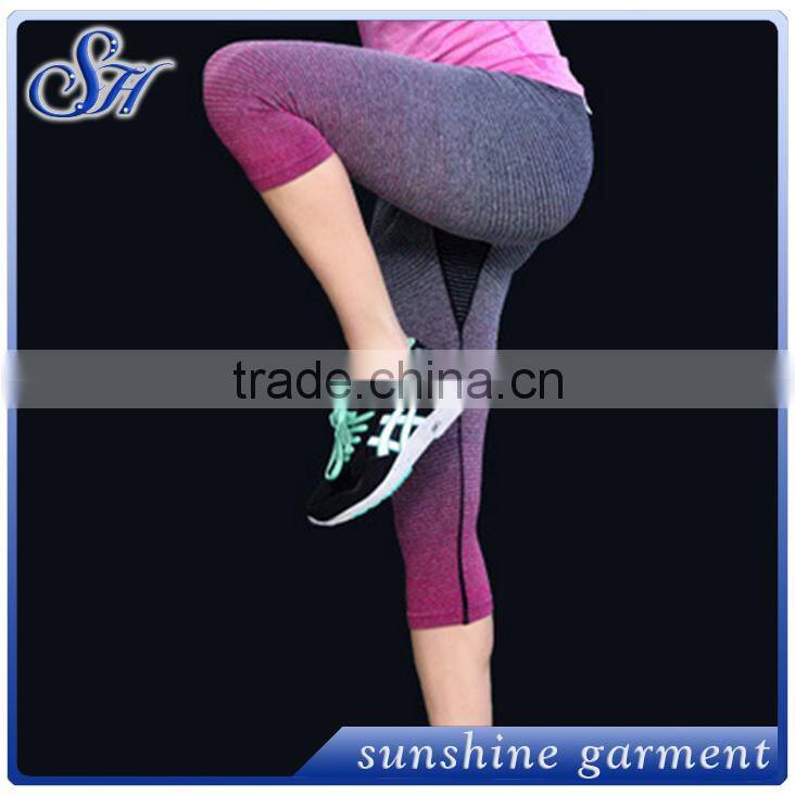 High quality Gradual change color Yoga pants run gym pants