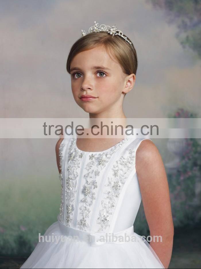 white beaded bling high neck baby gown dresses for girls