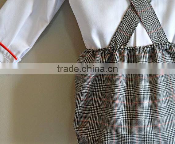 2017 New Design Summer Peter Pan Collar Long Sleeve Children Boys Romper Set