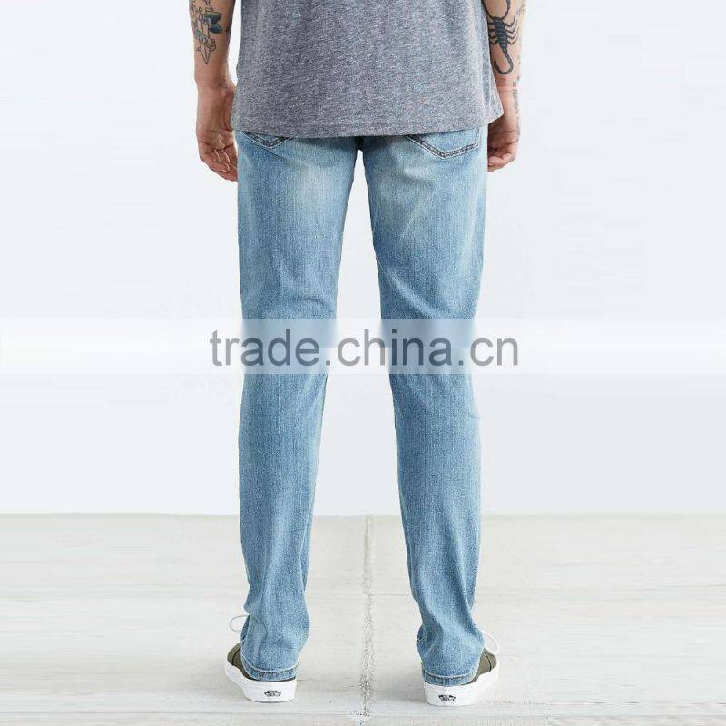 latest design plain light blue mens jeans denim casual wear