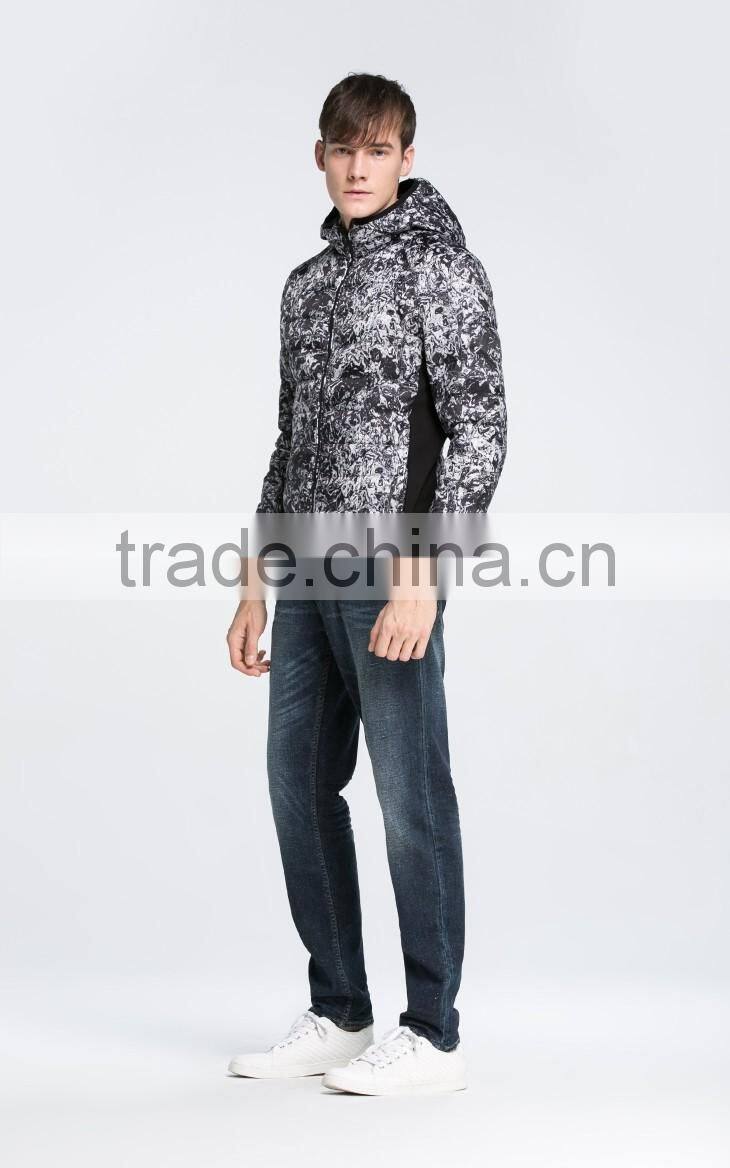 Hot Style Water-Wave Print Light Weight Fashion Quilting Padded Jacket For Men