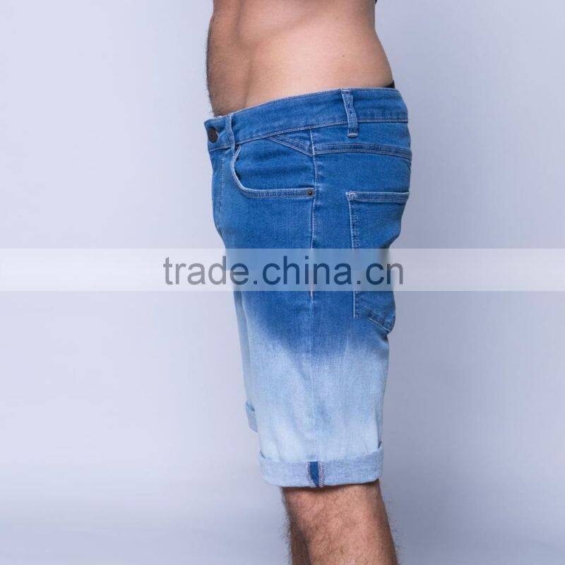 2017 fashion men's jeans shorts in blue stone wash