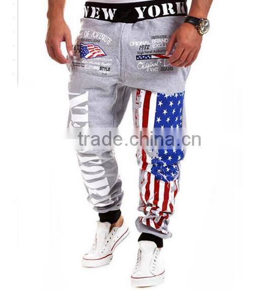 OEM bulking buy closed bottom polyester/cotton yarn custom mens ruffle hippie pants