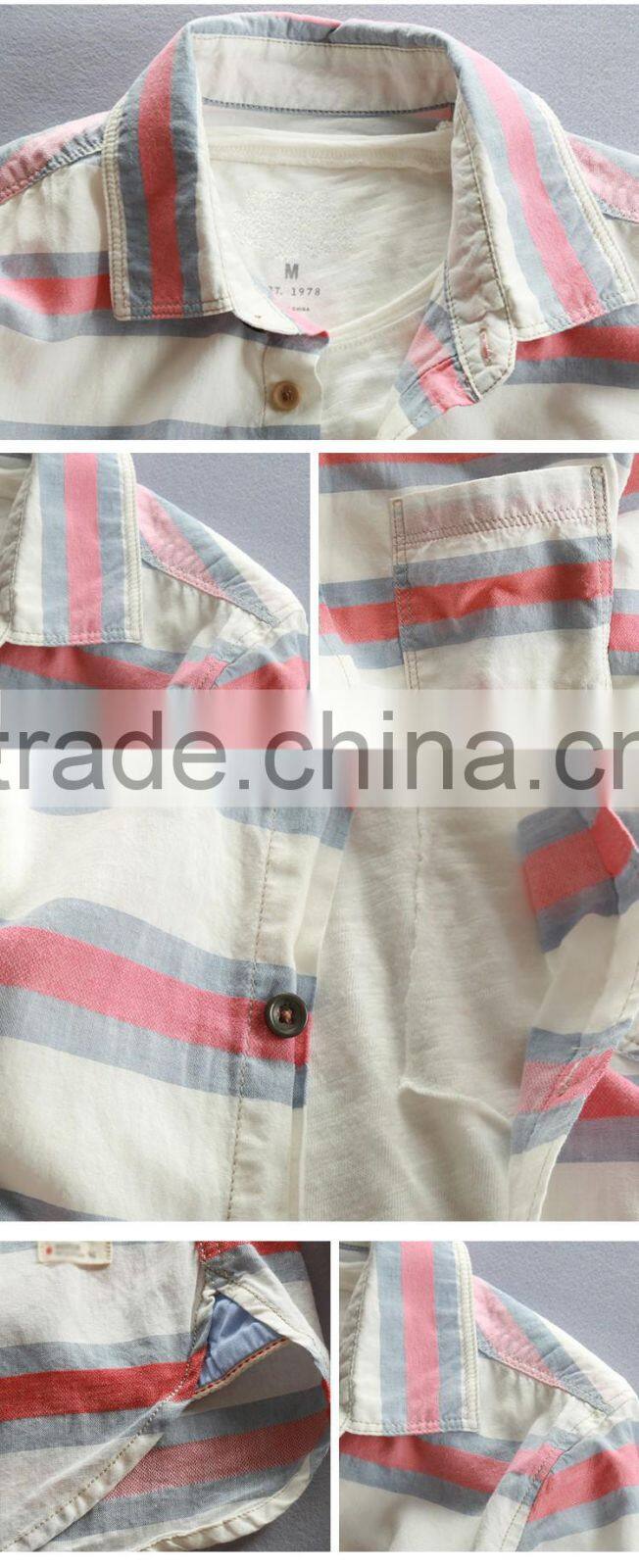 men fashion 100% cotton long sleeve custom striped casual shirt
