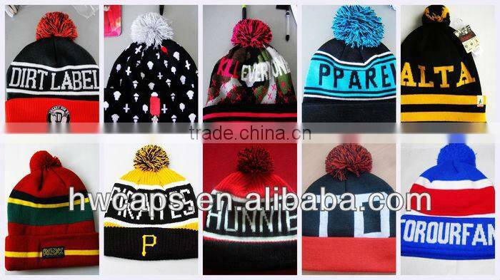 2014 Warm Custom POM POM Beanie Promotional Winter Knitted Cap