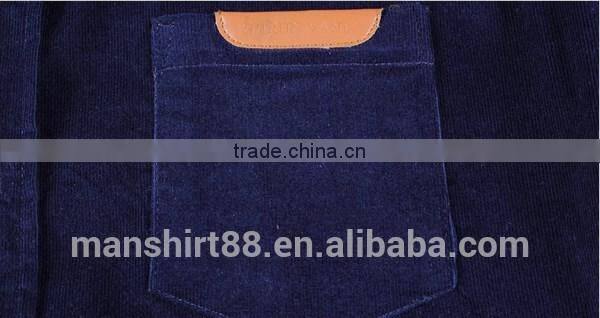 2017 mens long sleeve contrast color fake pocket corduroy shirt