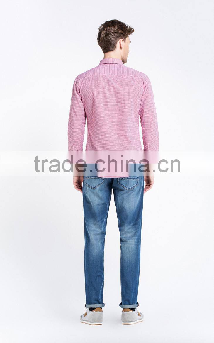 Latest style cotton long sleeve plaids youth young men shirts