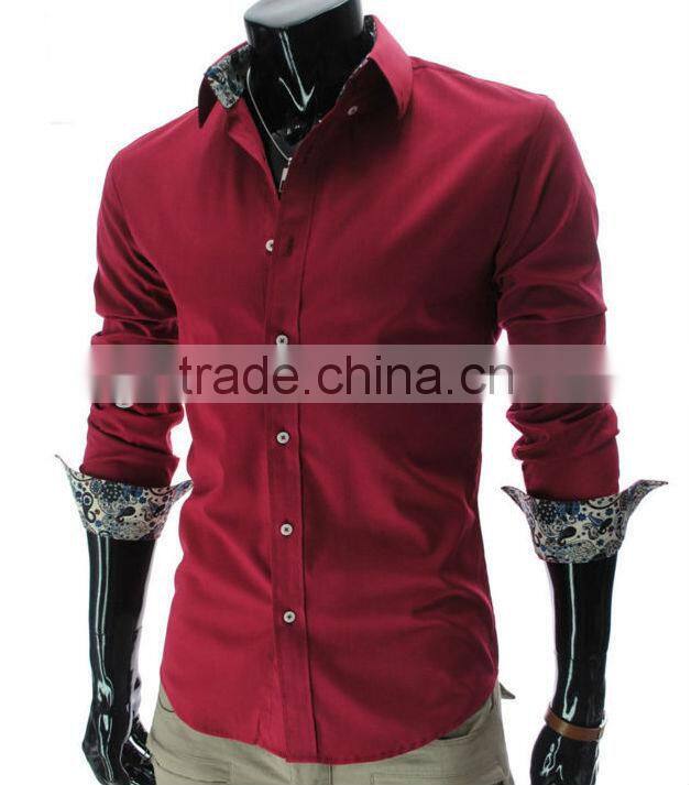 shrits manufacturer OEM fashion italian style deep red ,blue color men shirts