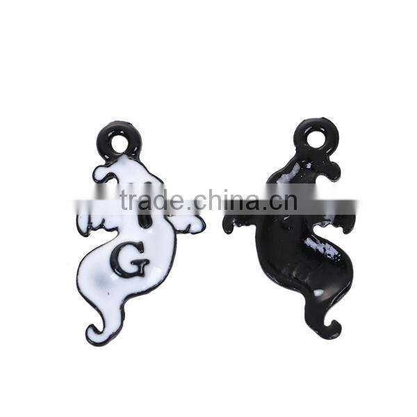 Zinc Based Alloy Charms Halloween Ghost Black & White Message G " Painting