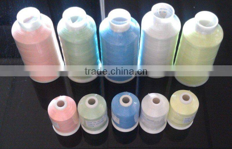 market popular glow thread/3000m/cone Glow In The Dark Embroidery Thread,glow thread,Luminous thread