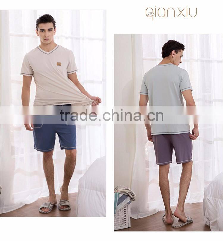 Professional Qianxiu adult cozy custom mens knit sleepwear pajamas
