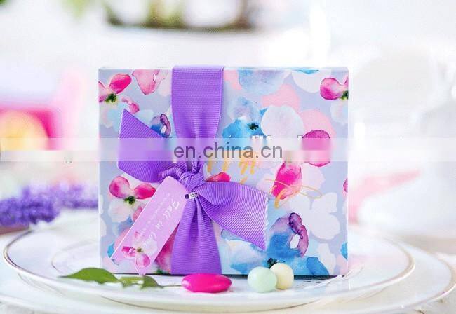 Newest square candy gift tinplate box with ribbon two sizes