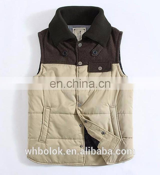 OEM Service Casual Style Winter Sportswear polyester padded Vest for Men