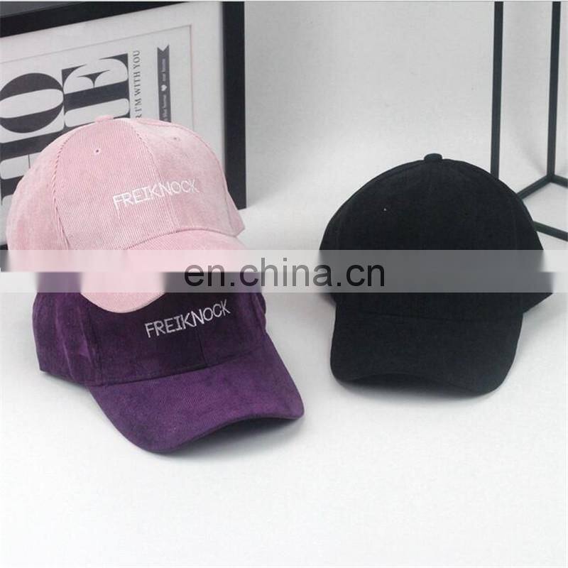 Fashion unisex corduroy embroidery snapback baseball cap