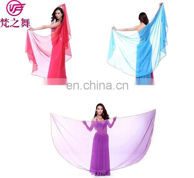Chiffon Belly Dance half veils with gold silver finition women dance veil scarf Dance accessories 12 colors P-9059#