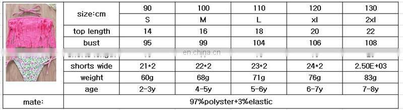 2019 Summer girls pink tassel bikini set kids fringe swimwear with floral shorts 2pc set
