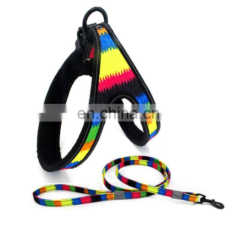 High Quality Adjustable Nylon Training Custom Cotton Printed Soft Pet Dog Harness
