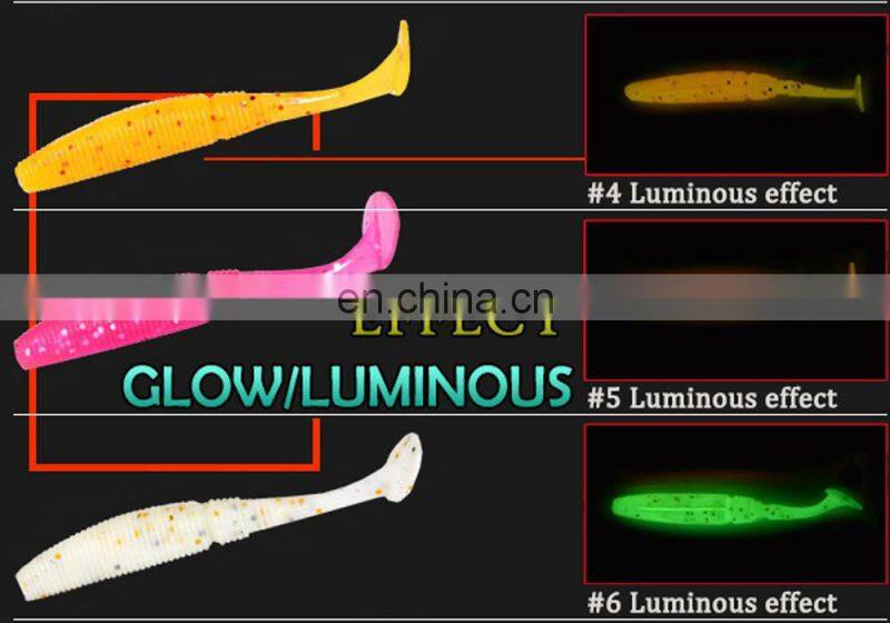 7.5cm 3g 6 pcs Per Bag Luminous T-Tail Grub Worm Fish Bait Fishing Soft Lure