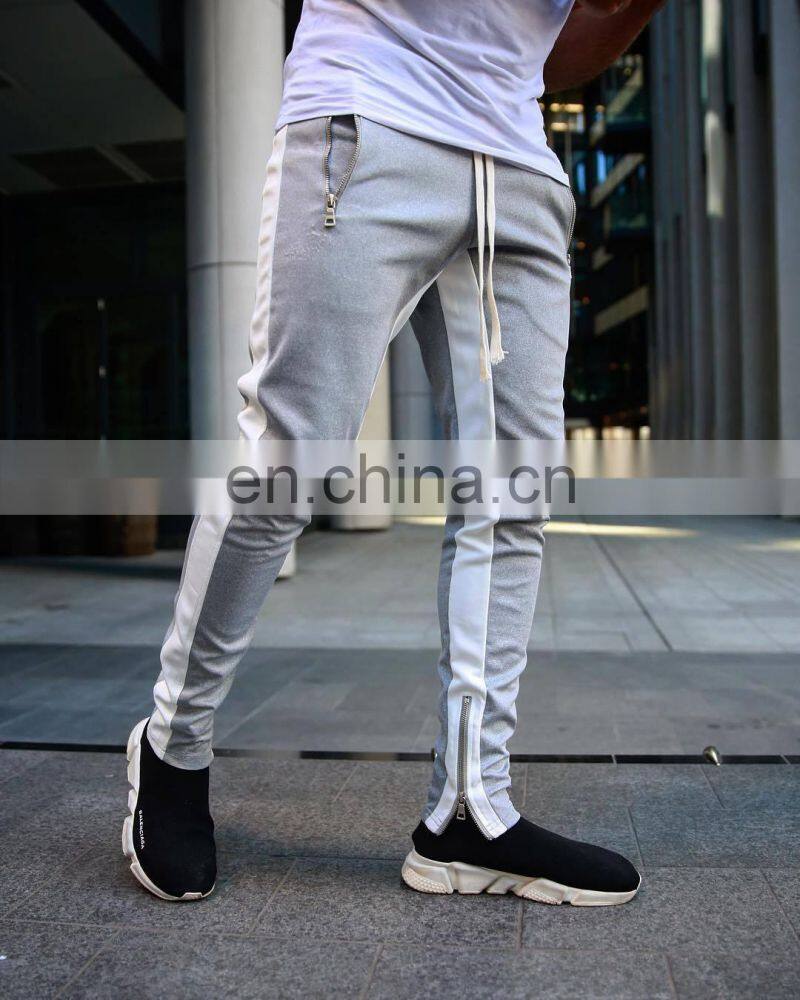 Summer drawstring trousers zipper double pocket long men's sports casual pants