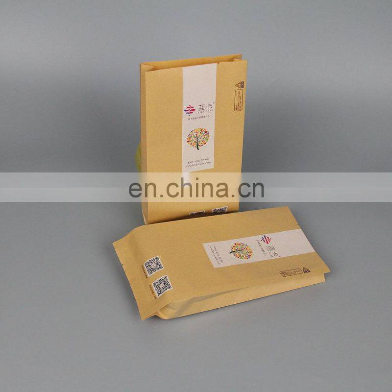 Factory wholesale food packaging doypack stand up pouch with clear window and zip lock for tea snack kraft paper bag printer