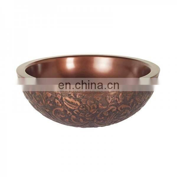 copper hammered round shiny sink