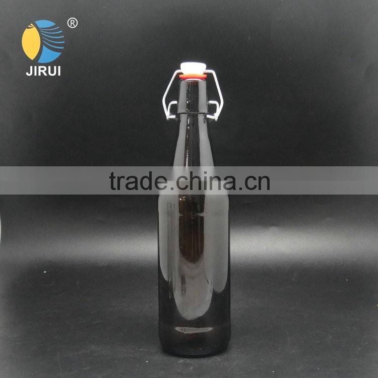 wholesale 500ml high quality food grade amber glass beer bottle with swing top