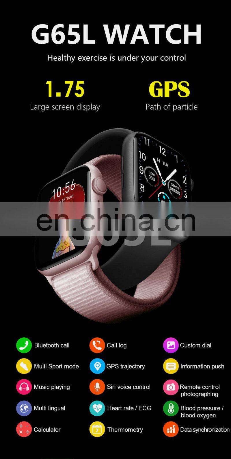 G65L New Smart Watch Men Women Dial Call Sports Heart Rate Monitor Round Smart Watches IOS & Android Smart Watch