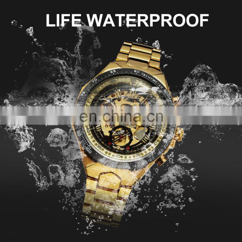 WINNER 432 Gold Fashion Gentlemen Mechanical Automatic Luxury Watch Stainless Steel Waterproof Wristwatches Wholesale Watches