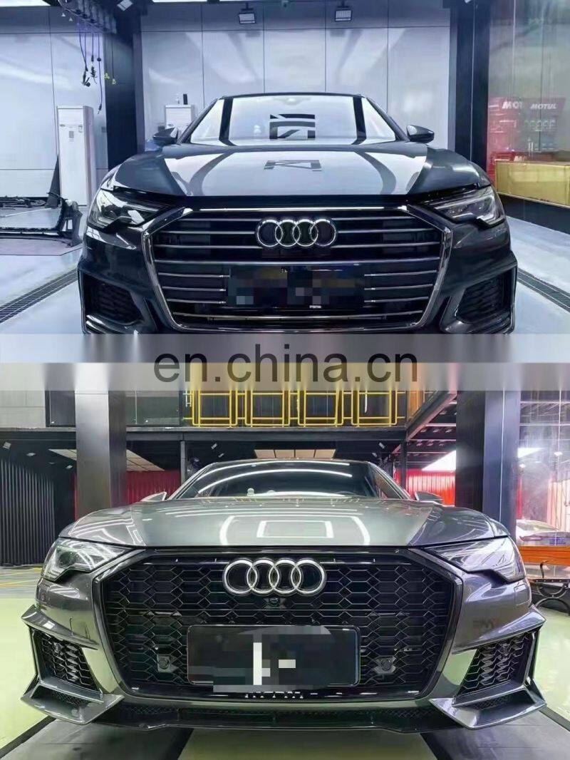 Runde New Design PP Material Body Kit For Audi A6 C8 MTM Style Front Bumper Grille Rear Lip Exhaust Body Kit