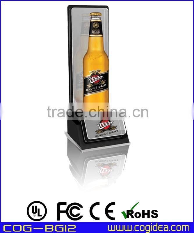 Wine bottle glorifier beer promotion stand with LED lighting